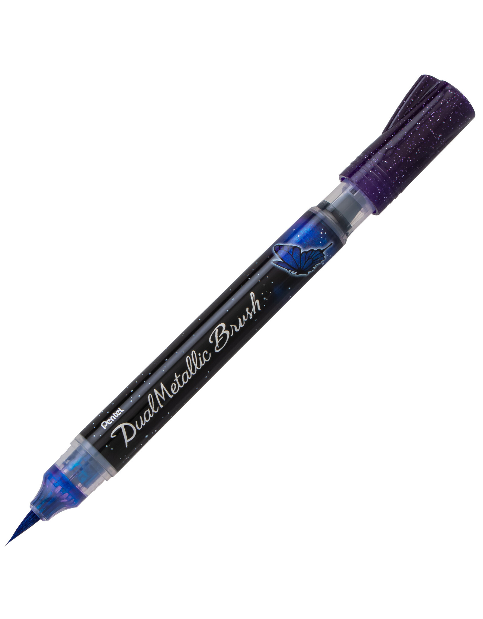 Pentel Pentel Arts DualMetallic Brush Pen, Violet/Metallic Blue