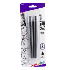 Pentel Pentel Arts Color Brush Pigment Ink Refill, Black, Set of 2