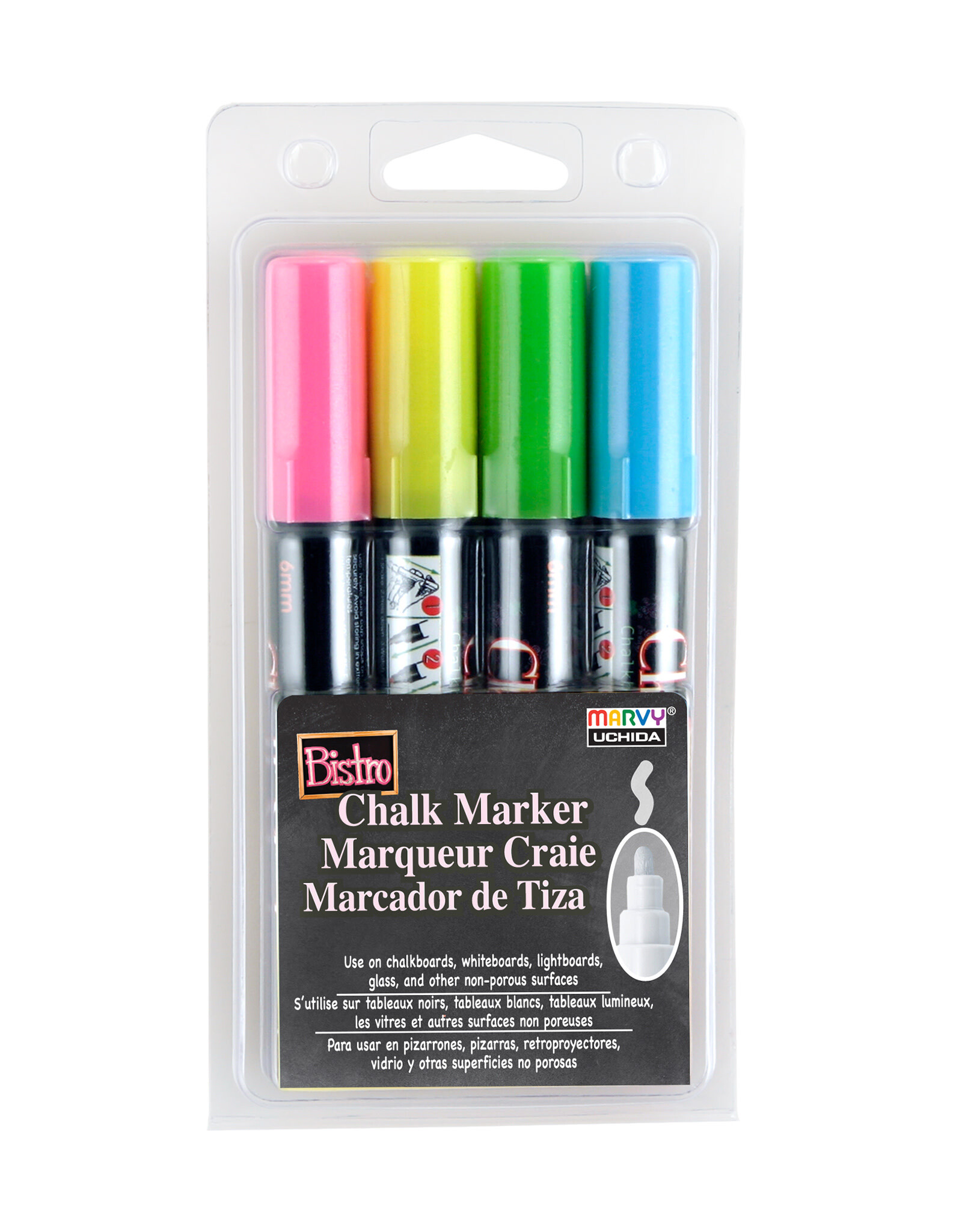 Uchida Uchida Bistro Chalk Marker, Medium Fluorescent Set of 4