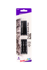 Pentel Pentel Arts Pocket Brush Refill, Black, Set of 6