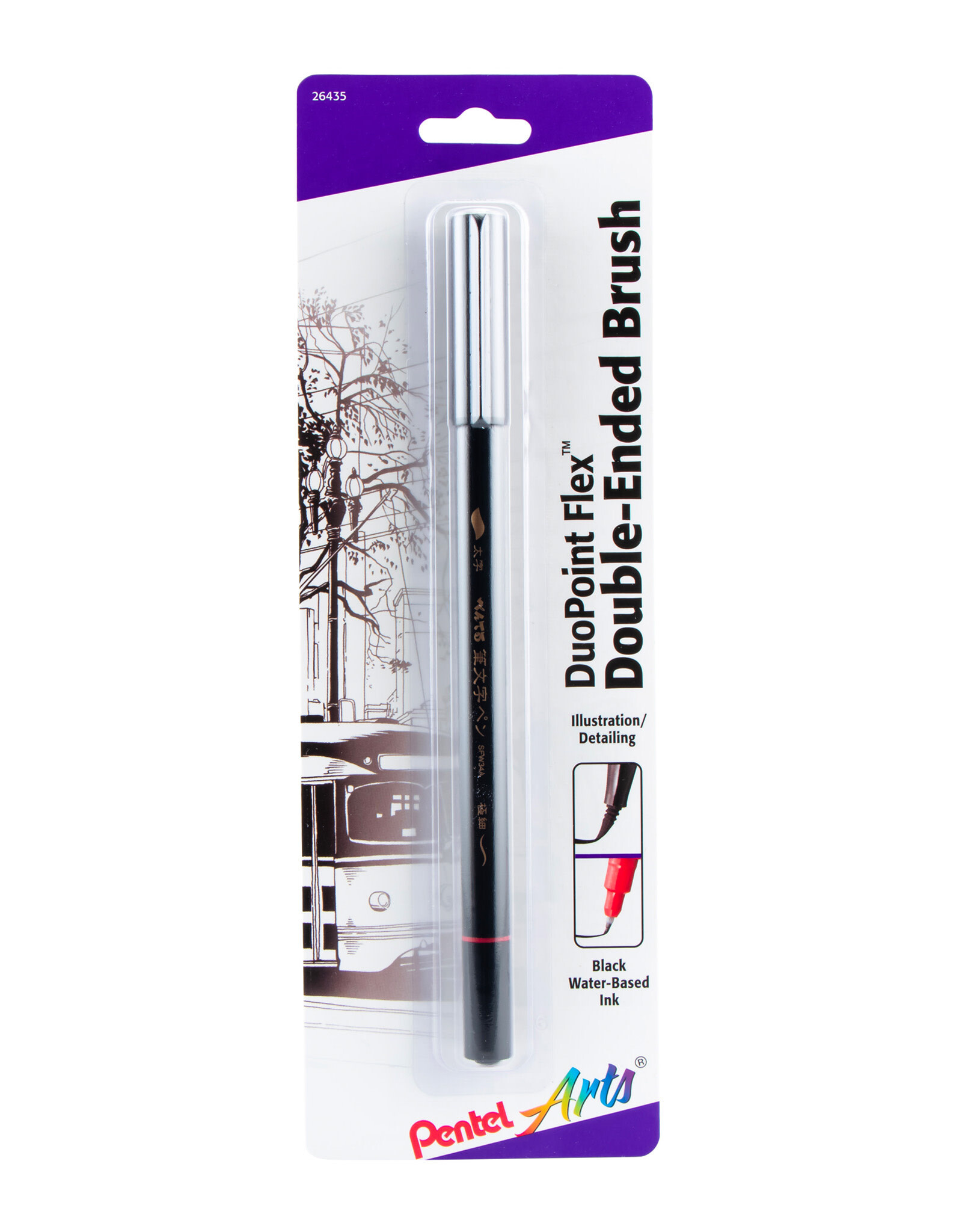 Pentel Pentel Arts DuoPoint Flex Double Ended Brush Black Ink