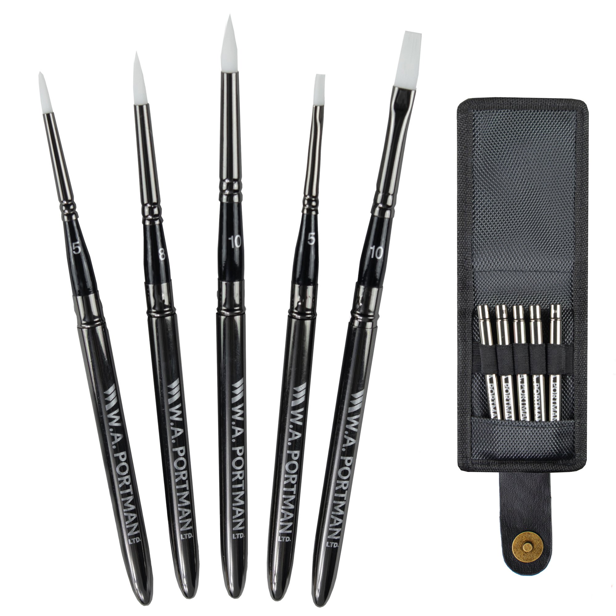 W.A. Portman Flat Paint Brushes Set, 4 Synthetic Artist Paint Brushes