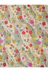 AITOH Aitoh Yuzenshi: Multicolor Flowers on Yellow, 19" x 25"