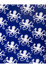 AITOH Aitoh Lokta Printed Octopus Blue and Natural, 19.5" x 29.5"
