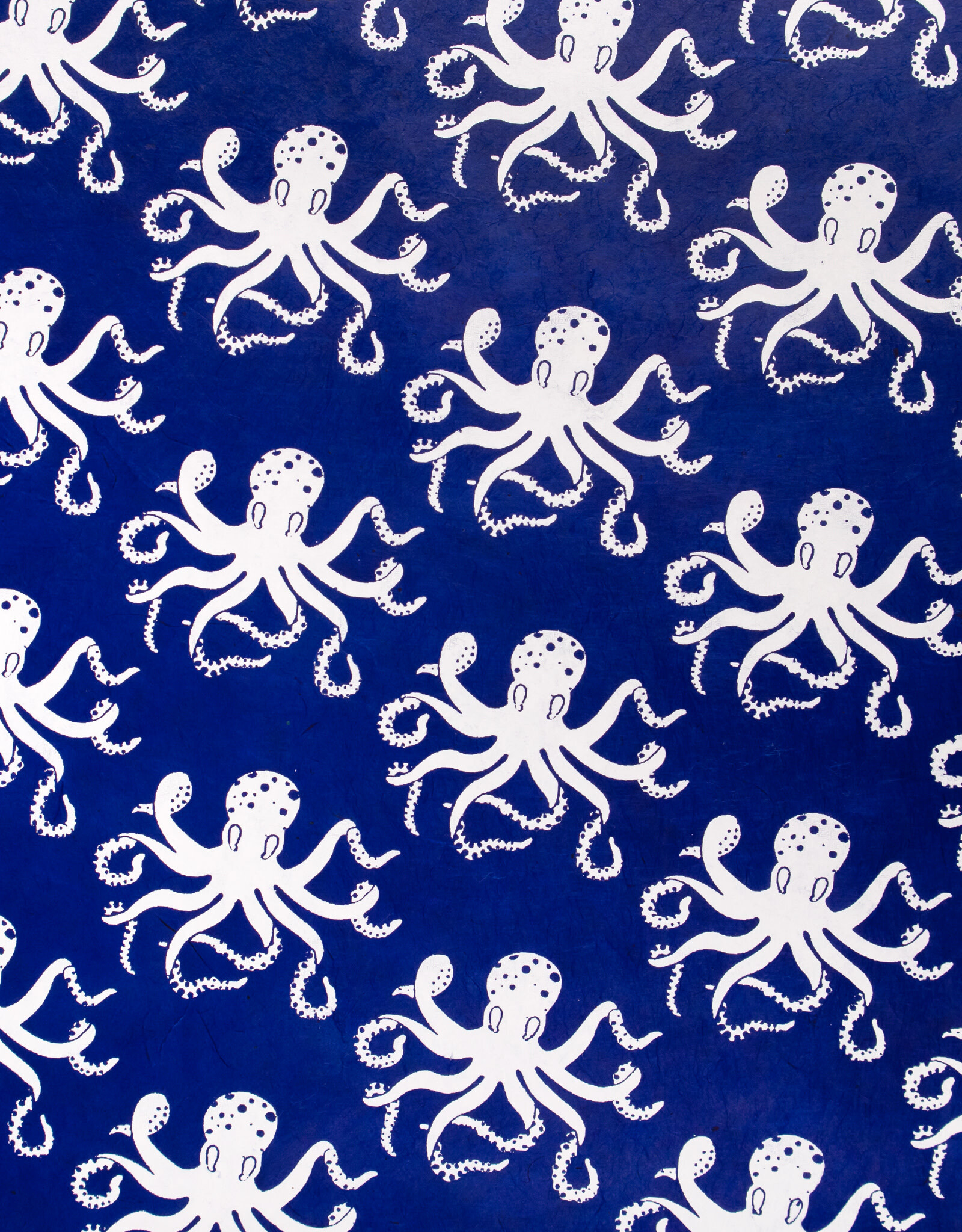 AITOH Aitoh Lokta Printed Octopus Blue and Natural, 19.5" x 29.5"