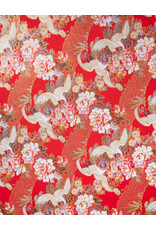 AITOH CLEARANCE Aitoh Yuzenshi: Cranes and Peonies on Red, 19" x 25.25"