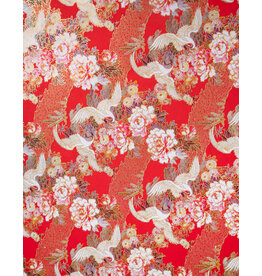 AITOH CLEARANCE Aitoh Yuzenshi: Cranes and Peonies on Red, 19" x 25.25"