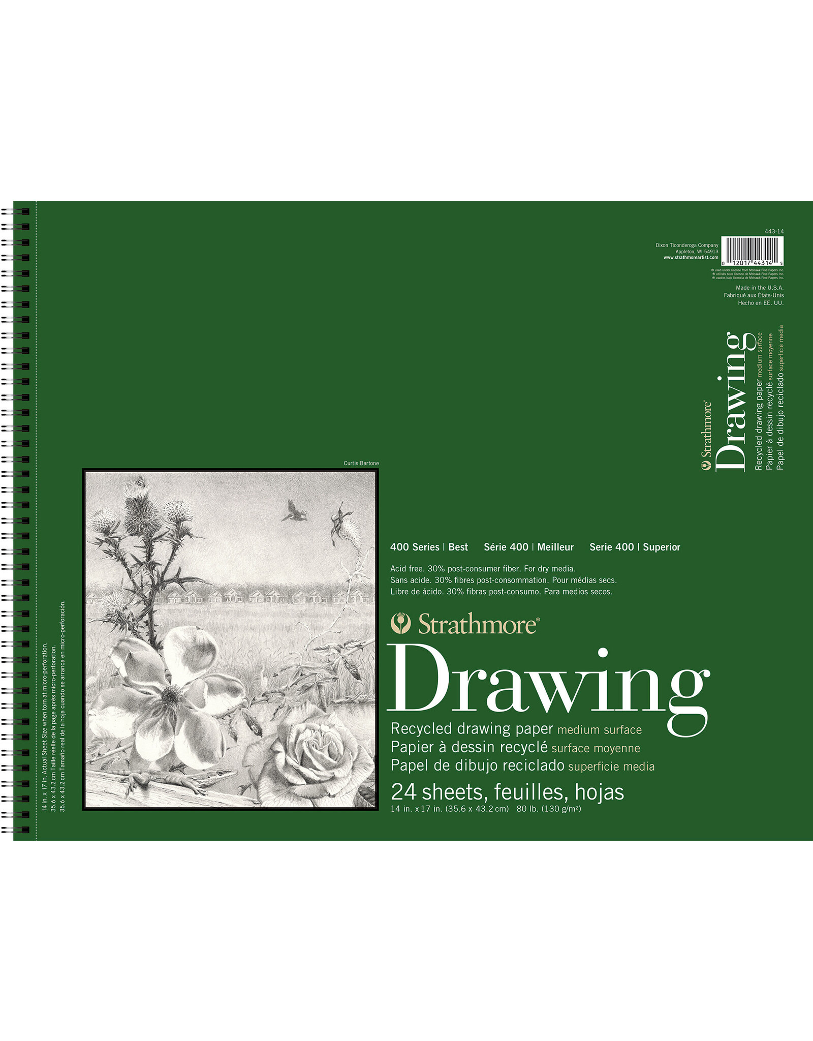 Strathmore Strathmore 400 Series Recycled Drawing Paper Pad, 24 Sheets, 14” x 17”