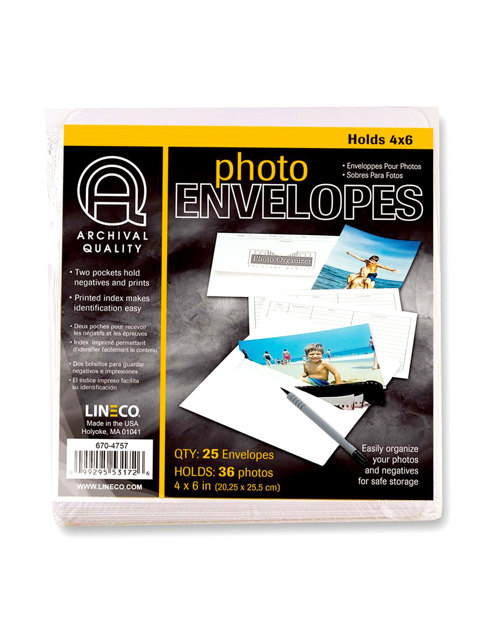 Lineco Lineco Photo File Envelopes, 4-1/4 X 7", 25 pk