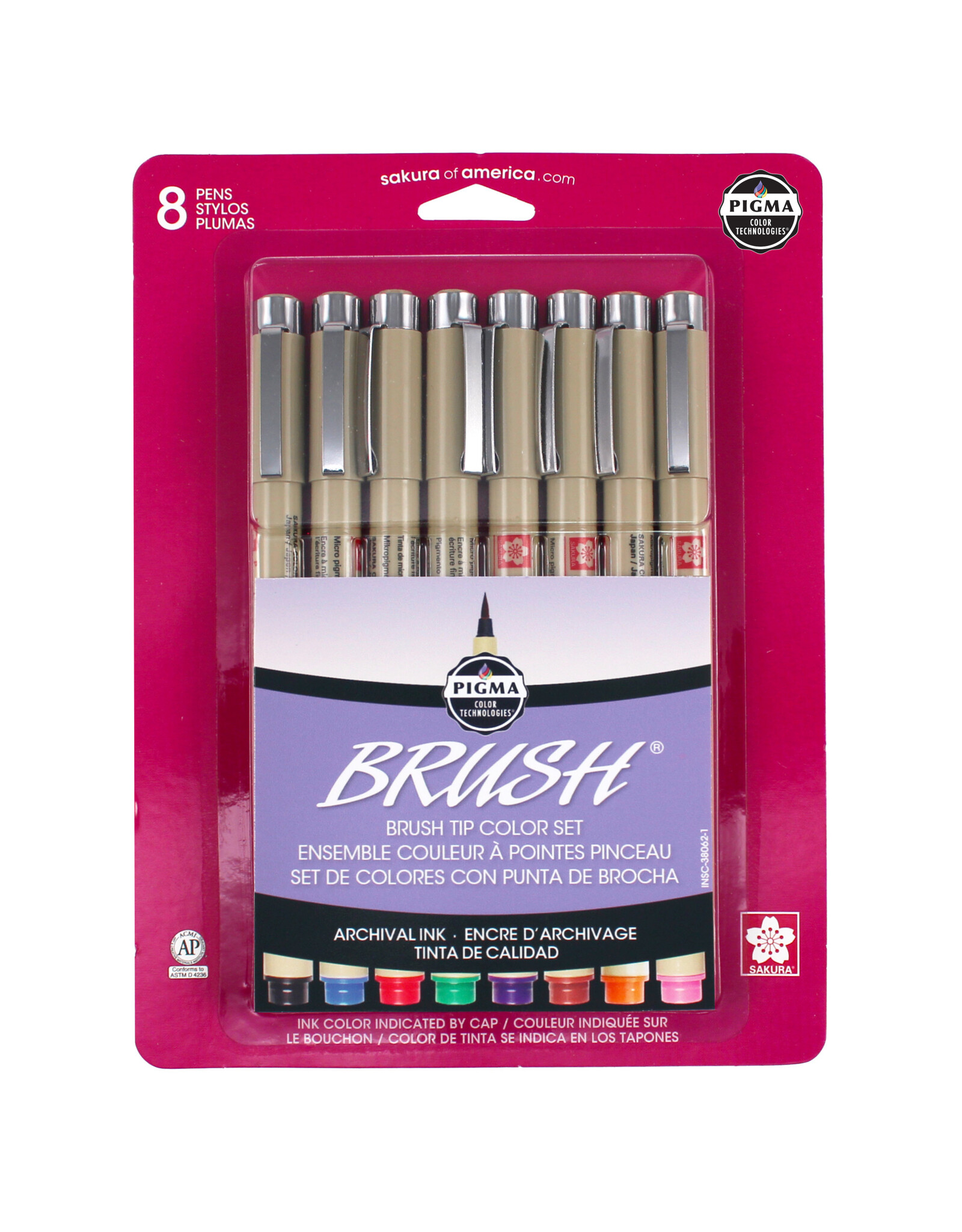 Sakura Sakura Pigma Brush Pens, Set of 8, Assorted Colors