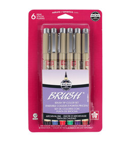 Sakura Sakura Pigma Brush Pens, Set of 6, Assorted Colors