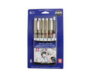 Sakura Pigma Manga Comic Pro Drawing Kit, Set of 6