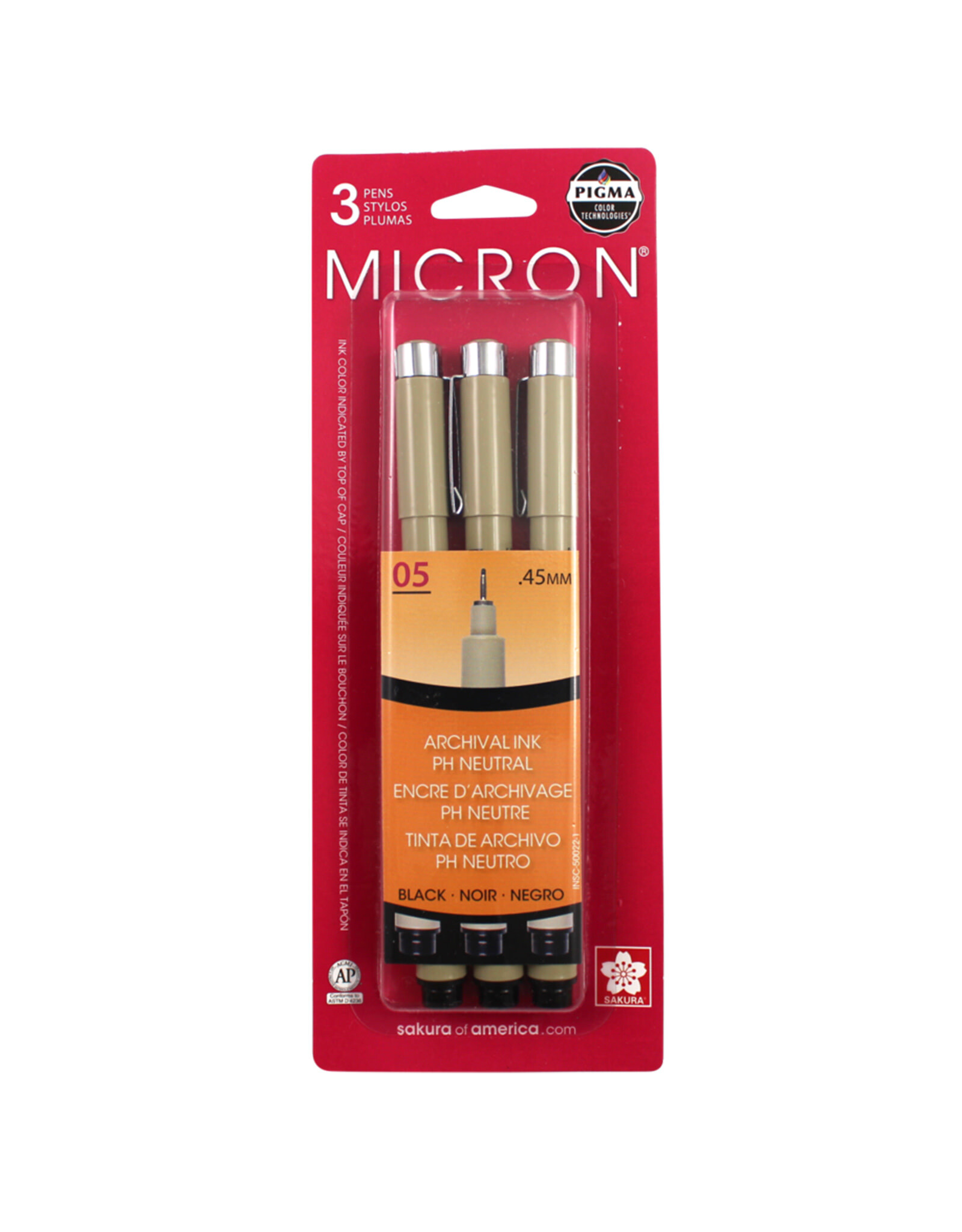 Sakura Sakura Pigma Micron 05, Fine Set of 3, Black