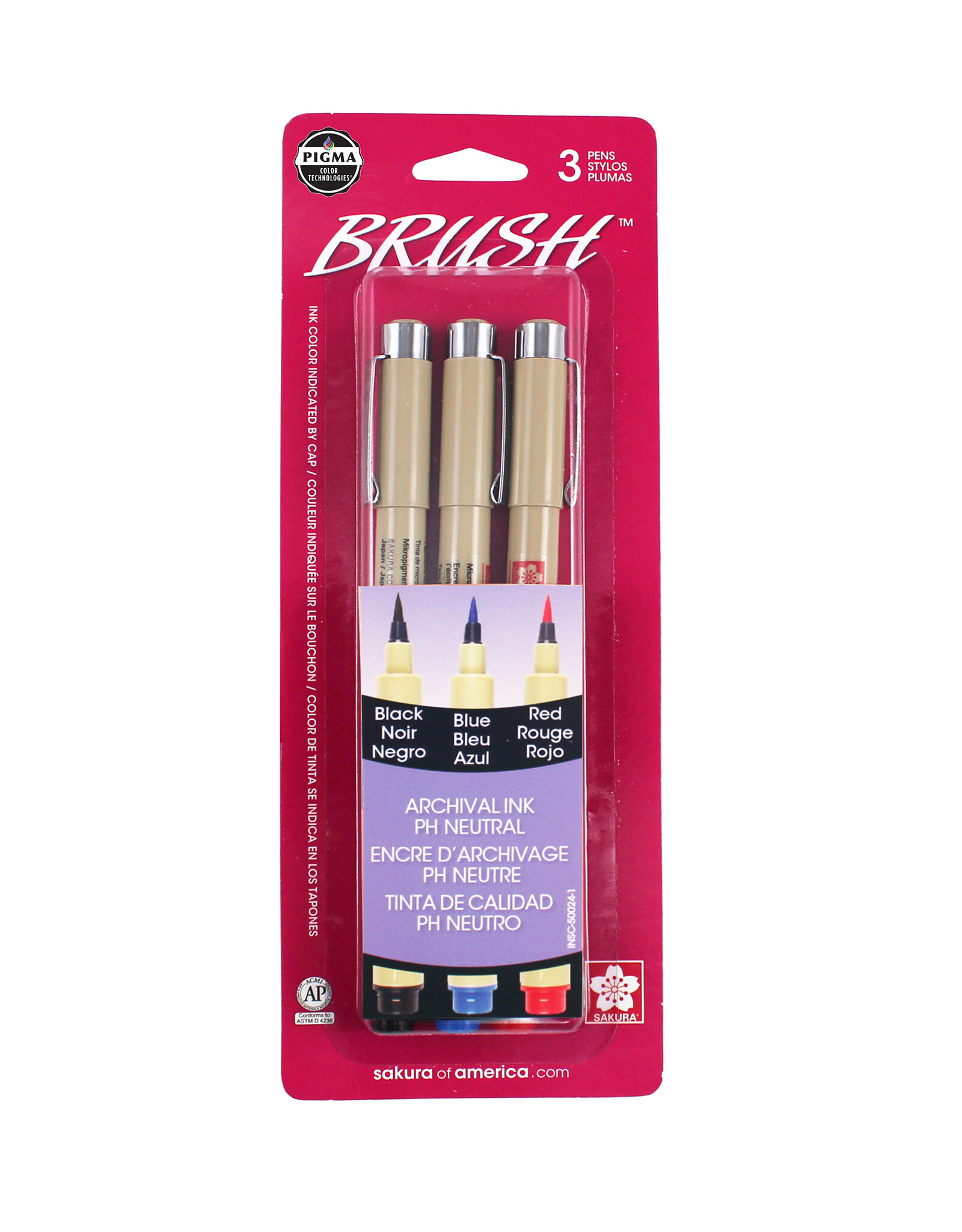 Sakura Sakura Pigma Brush Pens, Set of 3, Assorted Colors