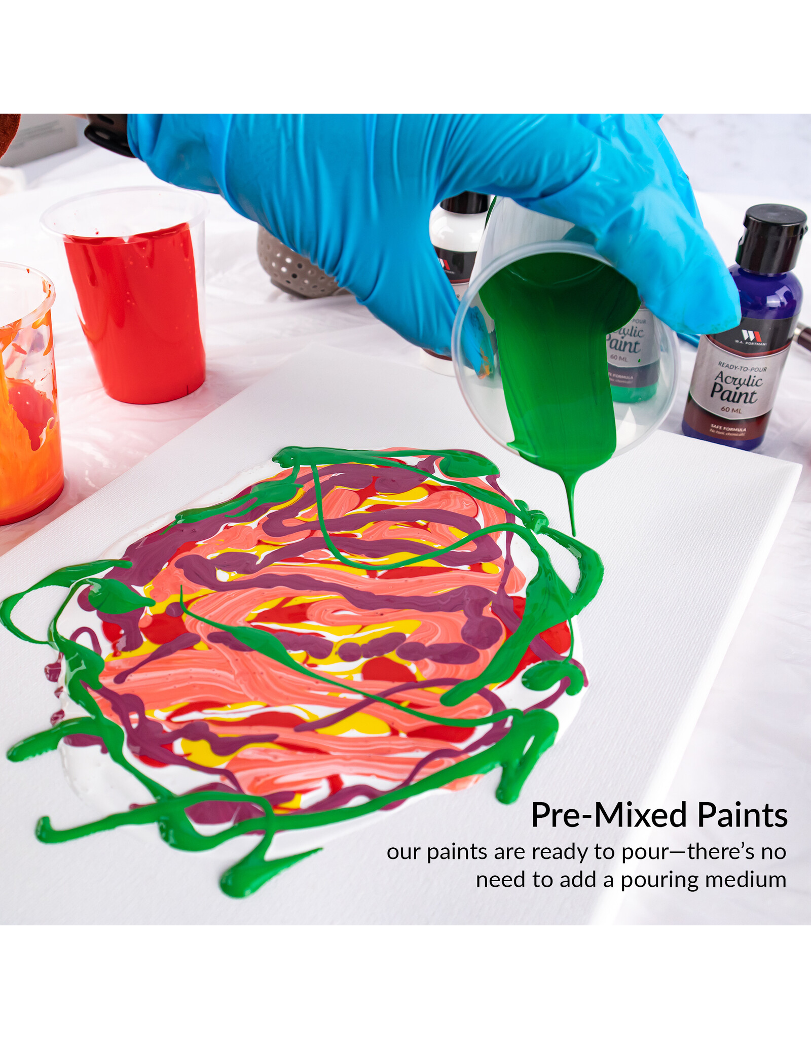 W.A. Portman WA Portman 38-PC Ready to Pour Acrylic Pouring Paint Set for Beginners & Professionals