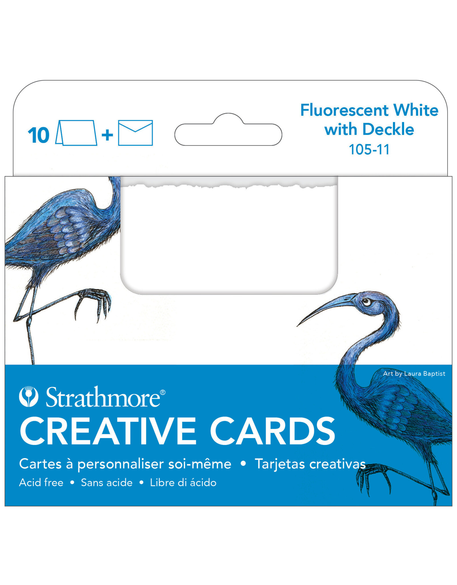 Strathmore Strathmore Announcement Card Fluor. White w/ Deckle, 3 1/2" x 4 7/8"
