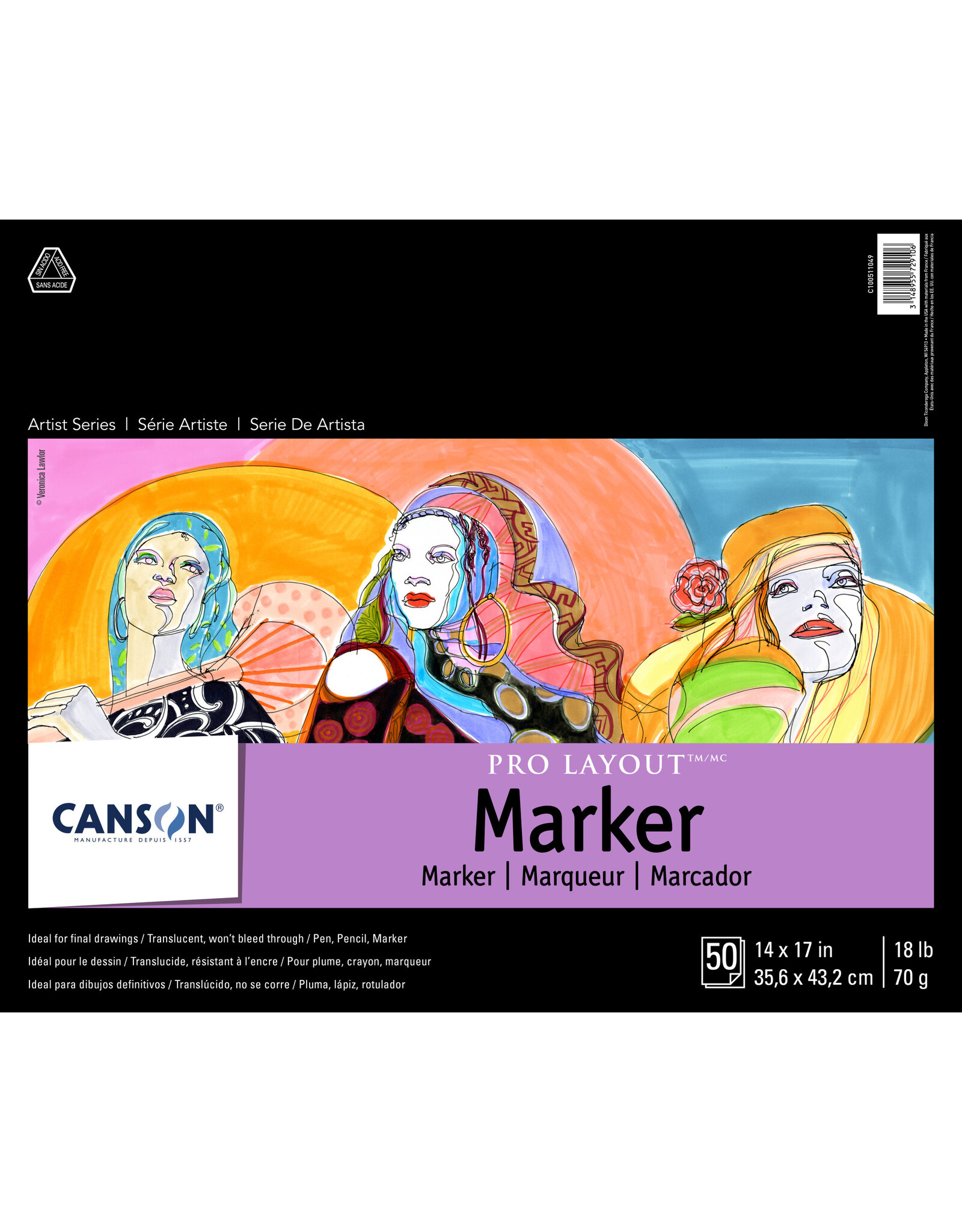 Canson Canson Pro Layout Marker Pad, 14" x 17", 50 Sheets