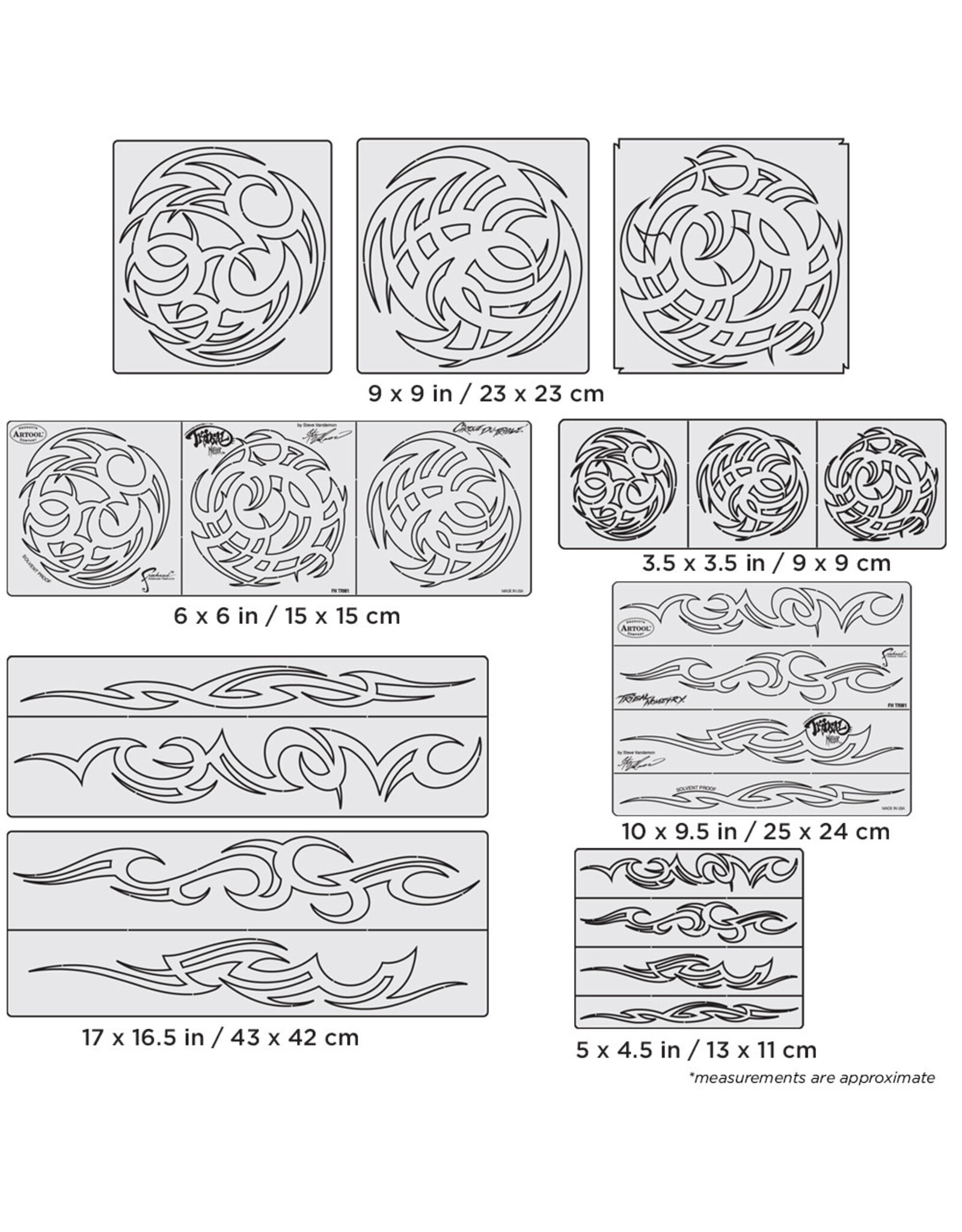 CLEARANCE Artool Airbrush Template, Tribal Master Freehand Template Set by Steve Vandemon