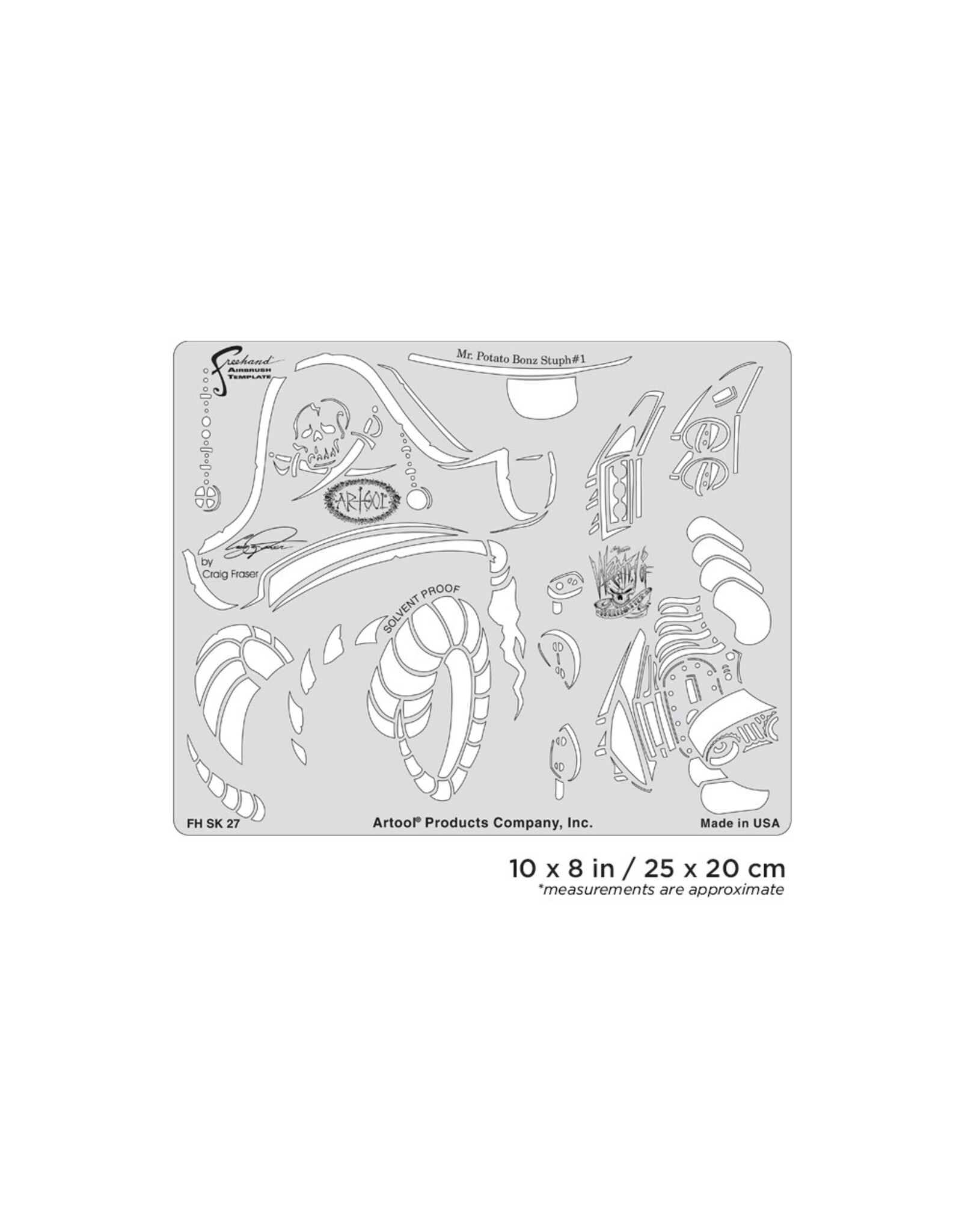 CLEARANCE Artool Airbrush Template, Wrath of Skullmaster Mr. Potato Bonz Stuph #1 Freehand Template by Craig Fraser