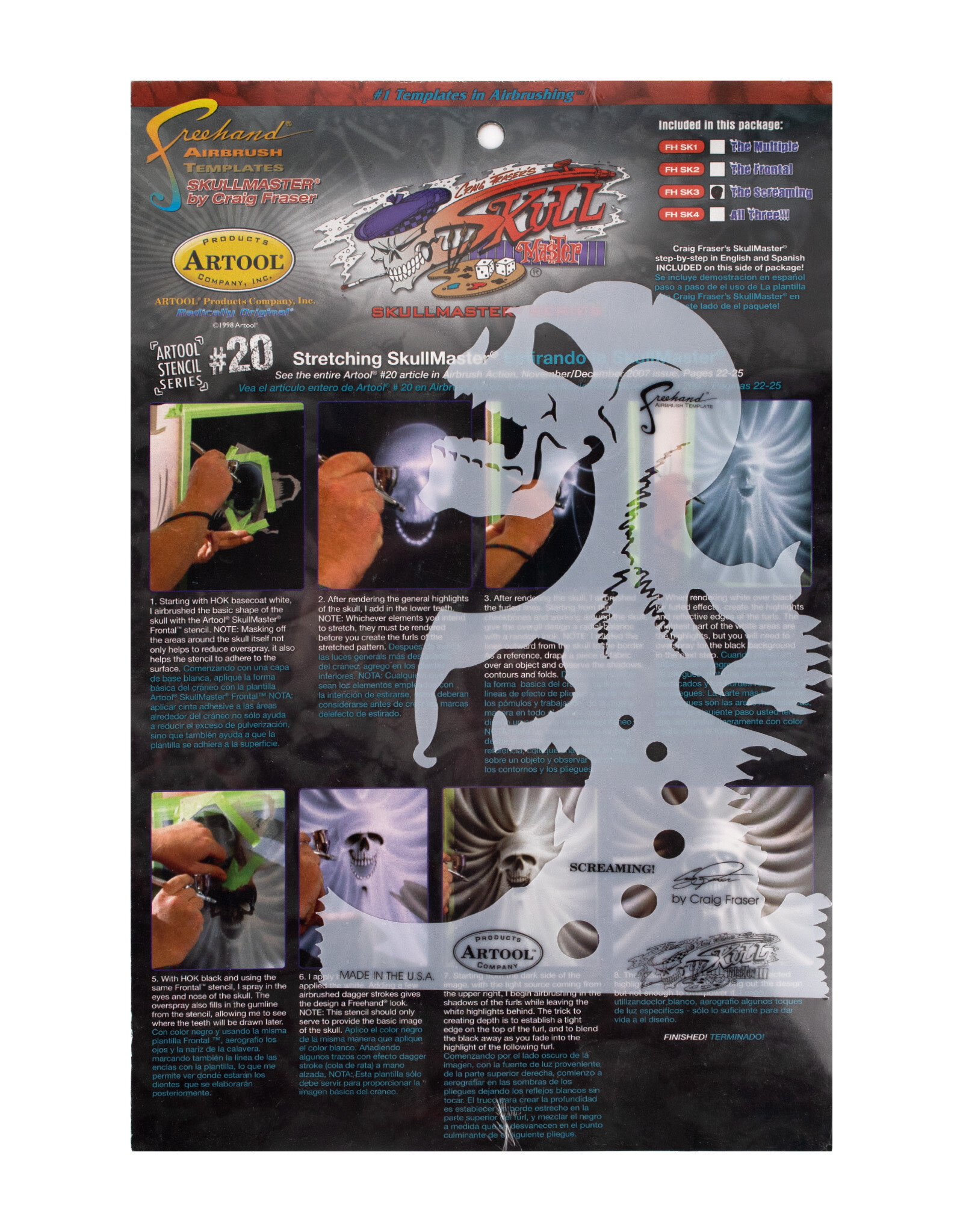 CLEARANCE Artool Airbrush Template, Skullmaster Screaming Freehand Template by Craig Fraser