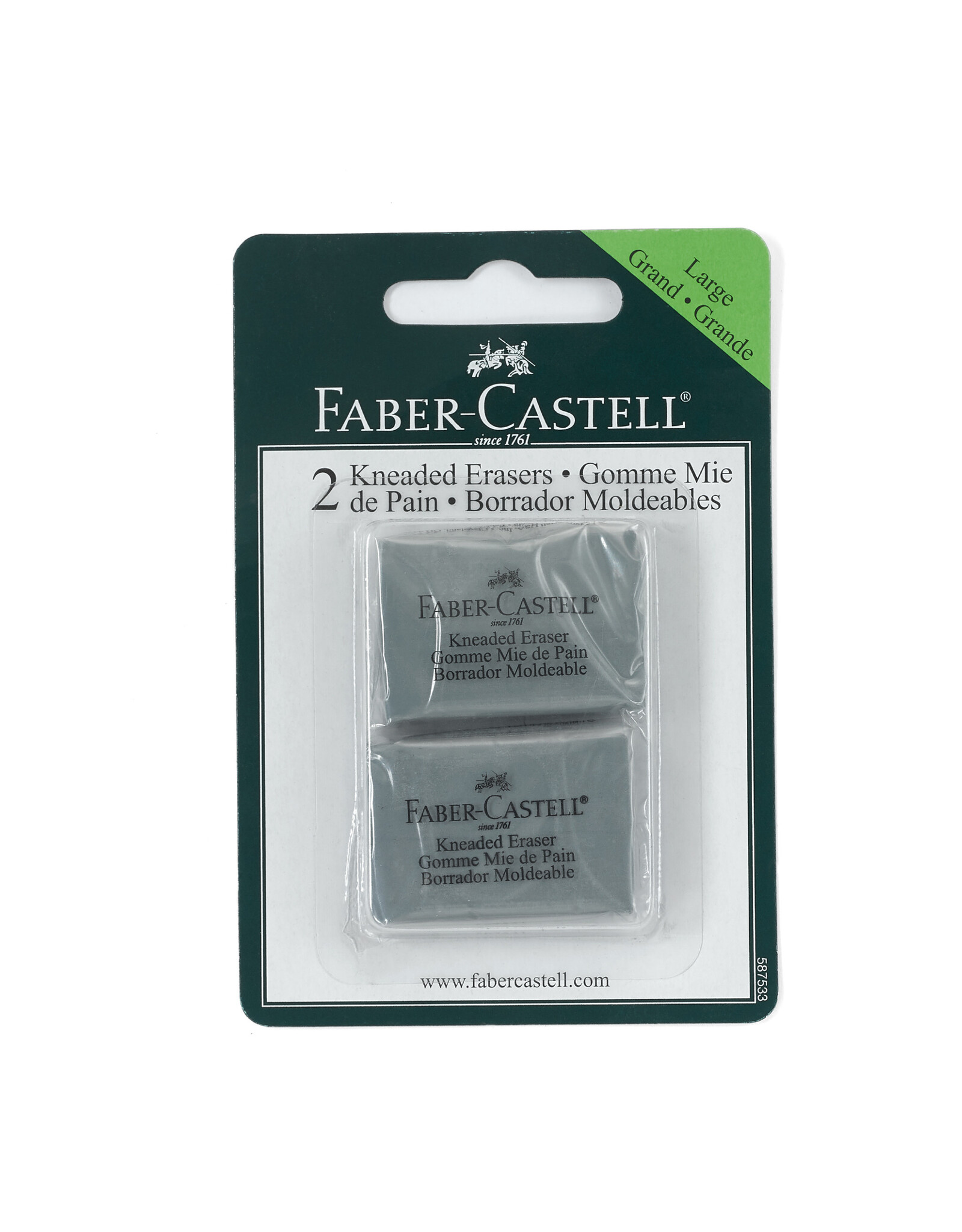 FABER-CASTELL Faber Castell Kneadable Eraser, Set of 2, Grey, Carded