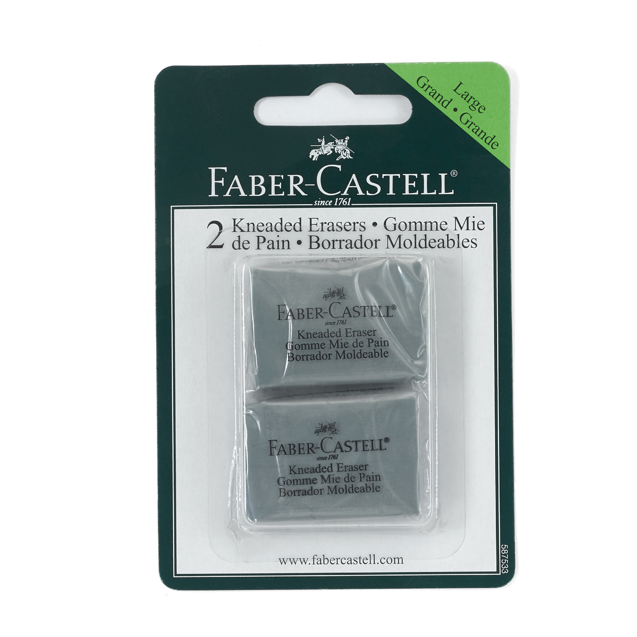 Faber Castell Kneadable Eraser, Set of 2, Grey, Carded
