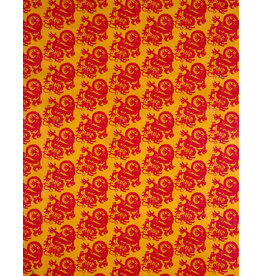 AITOH Aitoh Lokta Printed Dragon Red on Yellow 19.5" x 29.5"
