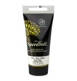 CLEARANCE Speedball Water-Soluble Block Printing Ink, Fluorescent Yellow, 1.25oz