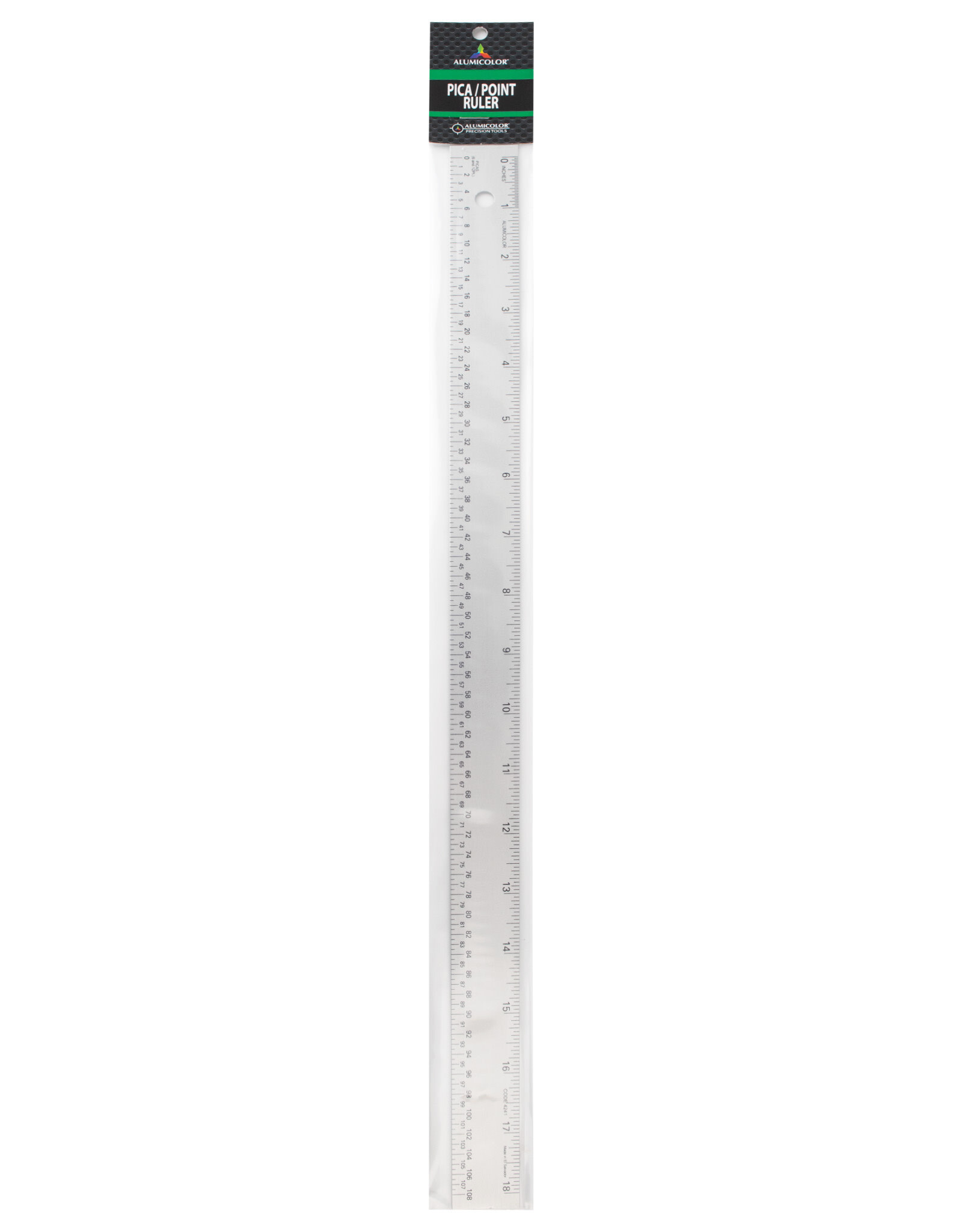 ALUMICOLOR Alumicolor 18” Pica/Point Ruler, Silver