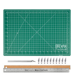 W.A. Portman WA Portman 12x18" Self Healing Cutting Mat with Precision Craft Knife, Hobby Knife Blades & 18" Cork Backed Metal Ruler