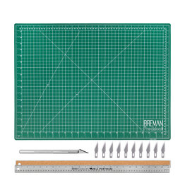 W.A. Portman WA Portman 18x24" Self Healing Cutting Mat with Precision Craft Knife, Hobby Knife Blades & 24" Cork Backed Metal Ruler