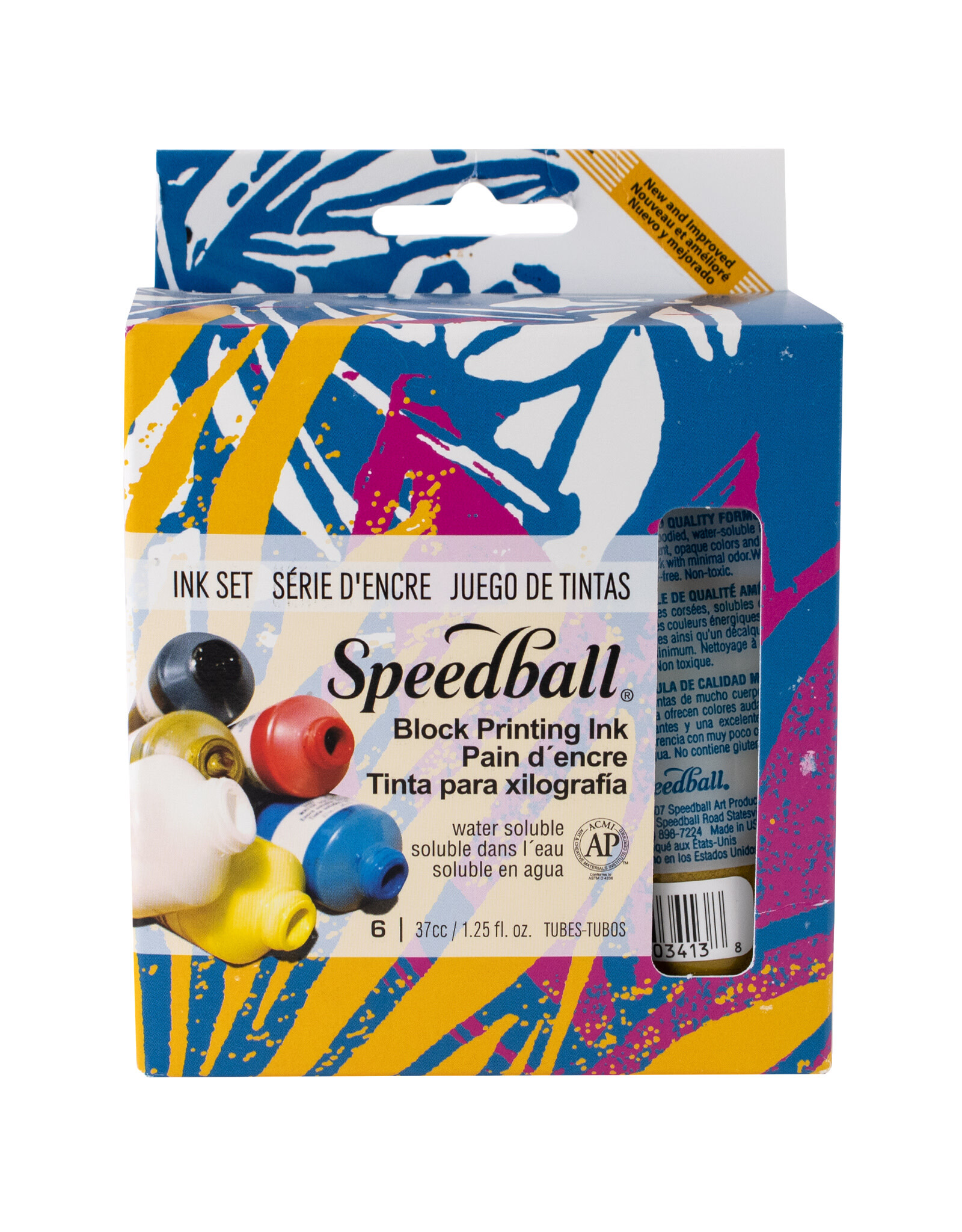 SPEEDBALL ART PRODUCTS Speedball Water-Soluble Block Printing Ink Set, Assorted Colors, 6pc