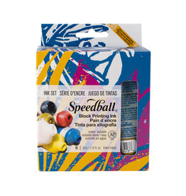 SPEEDBALL ART PRODUCTS Speedball Water-Soluble Block Printing Ink Set, Assorted Colors, 6pc