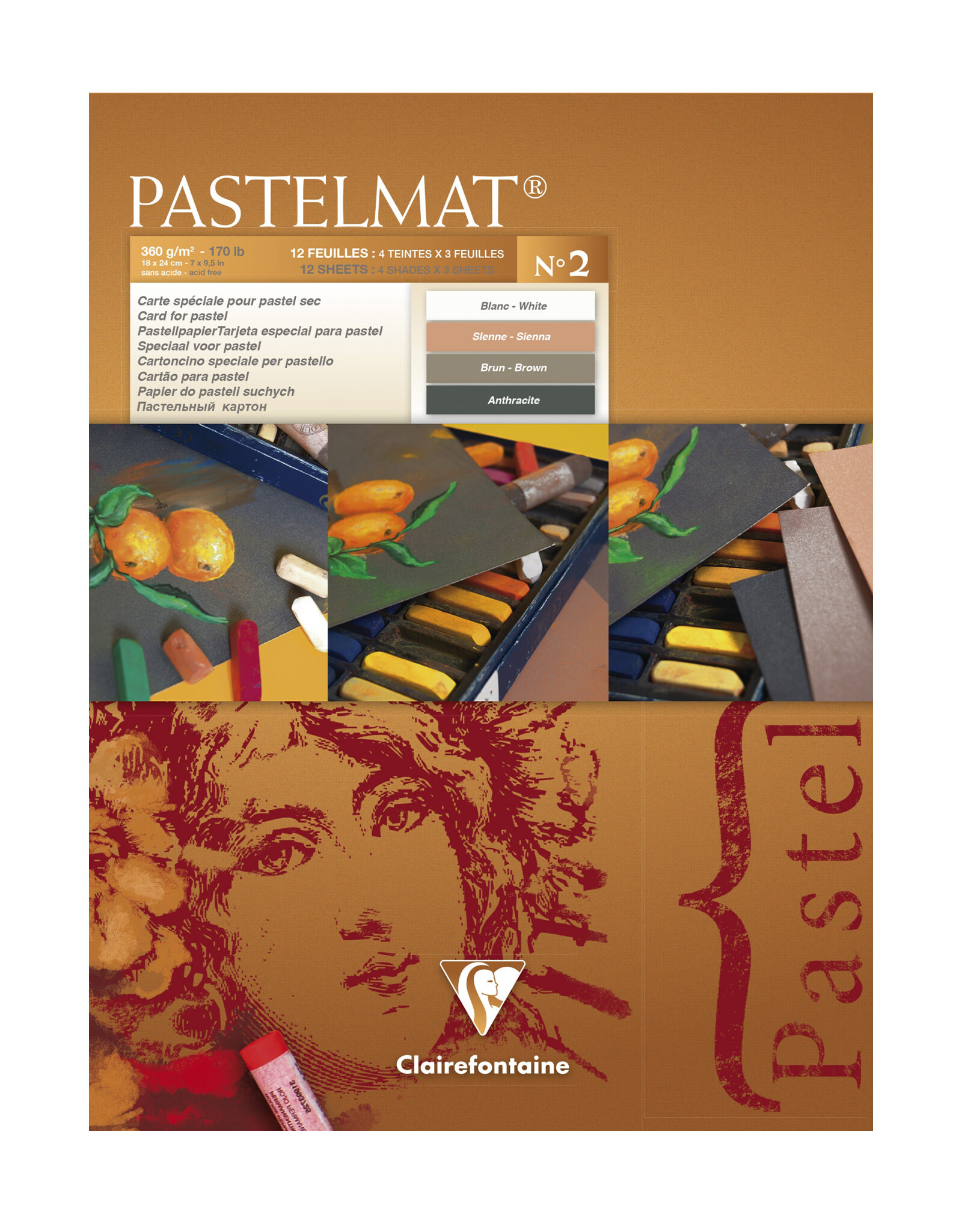 Exaclair Exaclair Pastelmat Pad, 12 sheets, 7” x 9½”, Assorted Tones #2