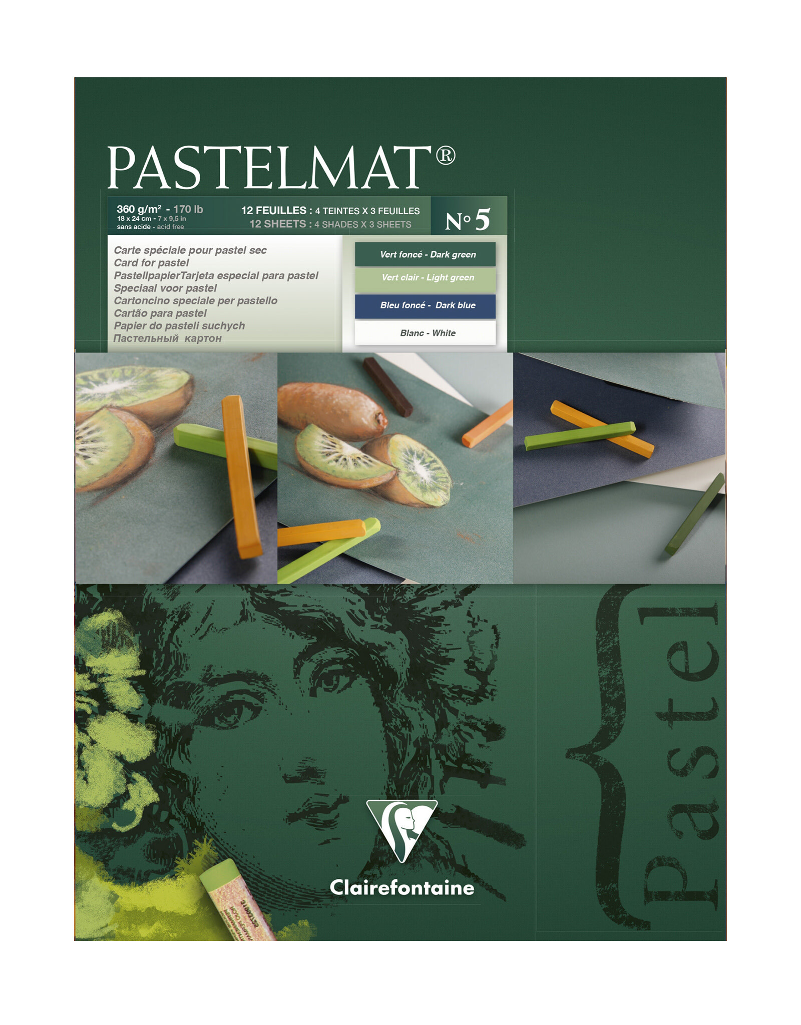 Exaclair Exaclair Pastelmat Pad, 12 sheets, 7” x 9½”, Assorted Tones #5