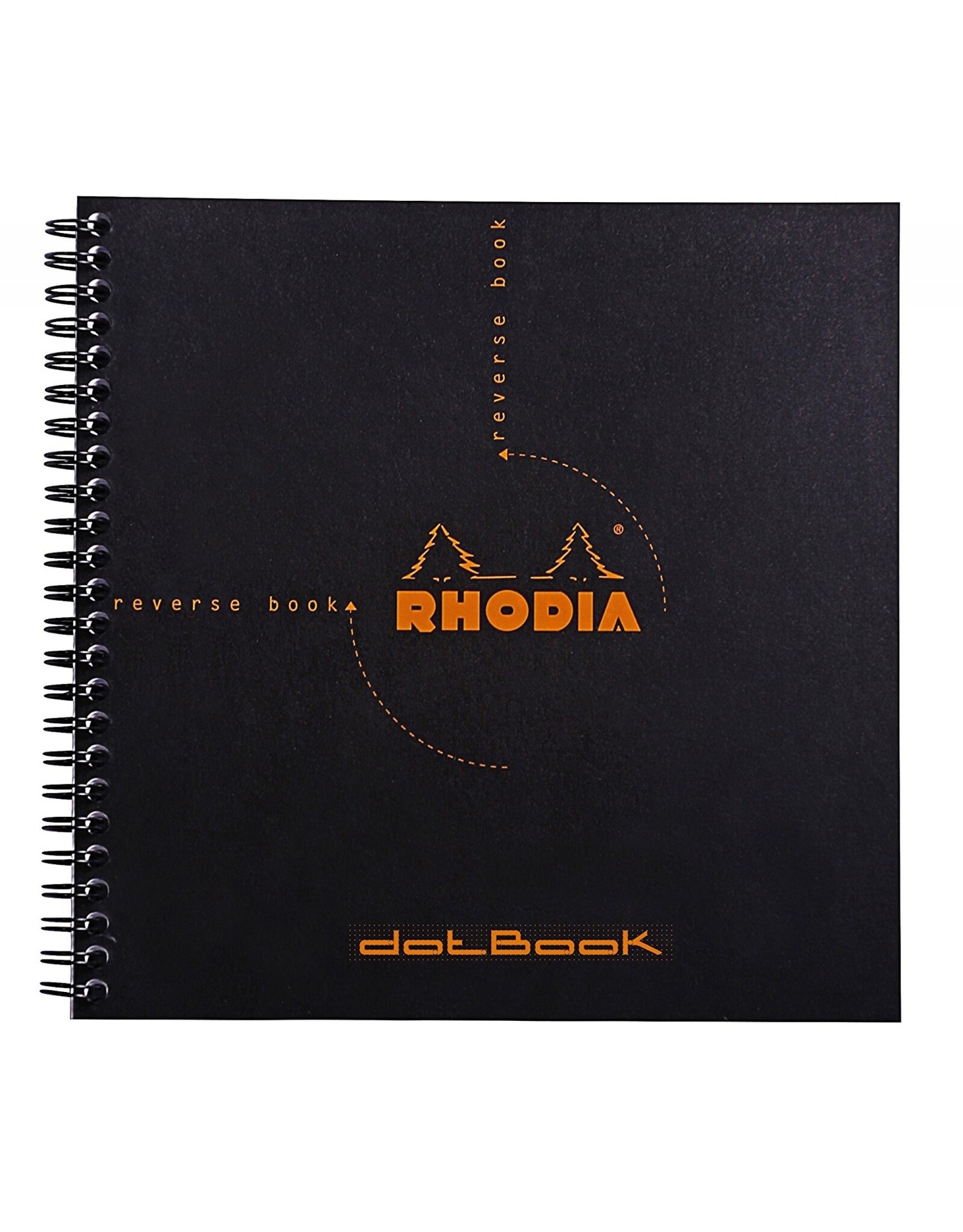 Rhodia Rhodia Reverse Book & Dot Book, 80 Dotted Sheets, 8 1/4" x 8 1/4", Black
