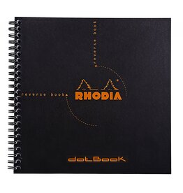 Rhodia Rhodia Reverse Book & Dot Book, 80 Dotted Sheets, 8 1/4" x 8 1/4", Black