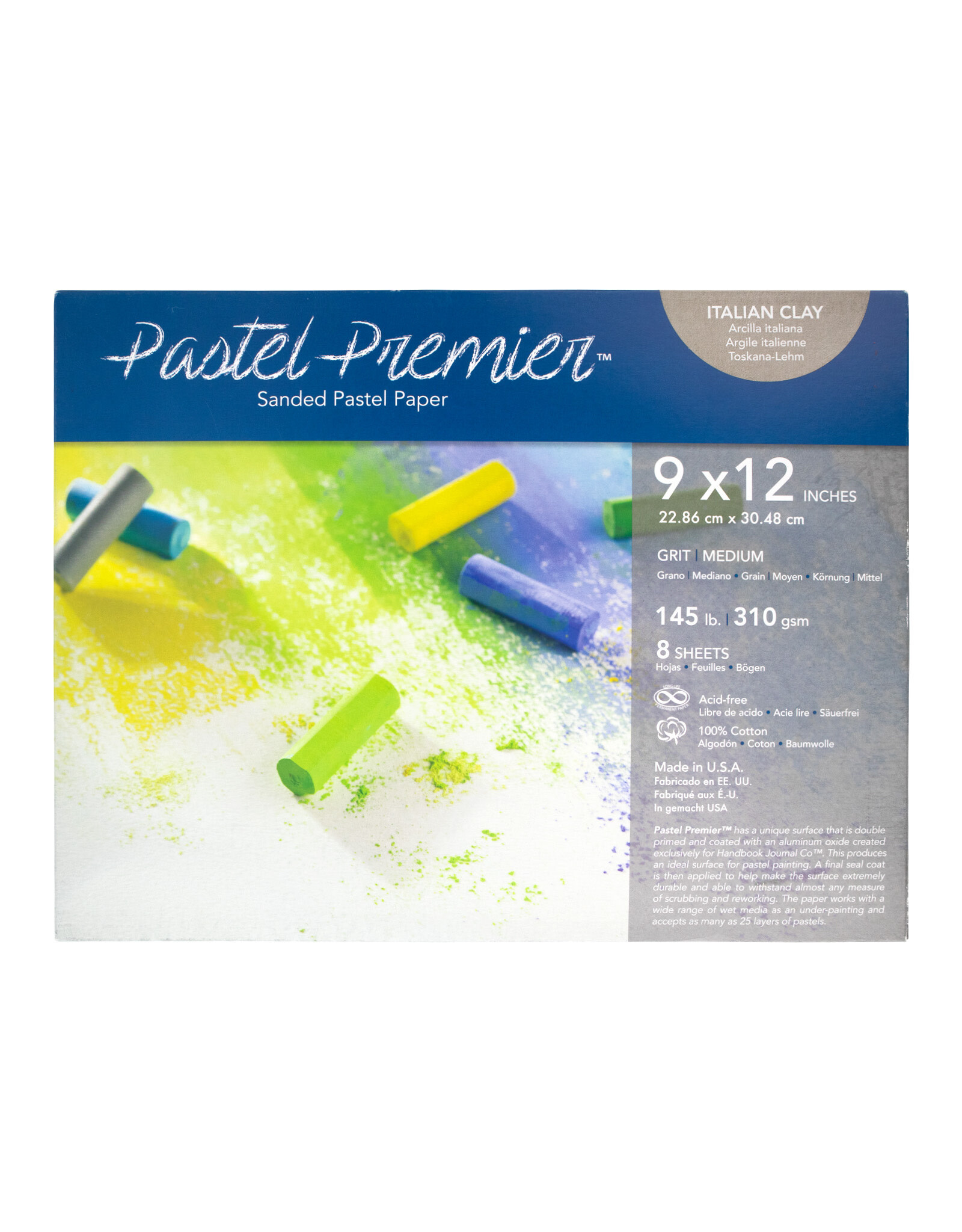 SPEEDBALL ART PRODUCTS Speedball Premier Pastel Paper, Medium Grit, 8 Sheets, 9” x 12”, Italian Clay