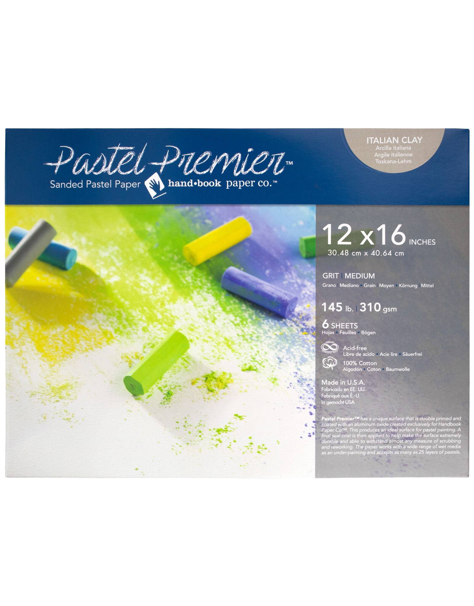 SPEEDBALL ART PRODUCTS Speedball Premier Pastel Paper, Medium Grit, 6 Sheets, 12” x 16”, Italian Clay