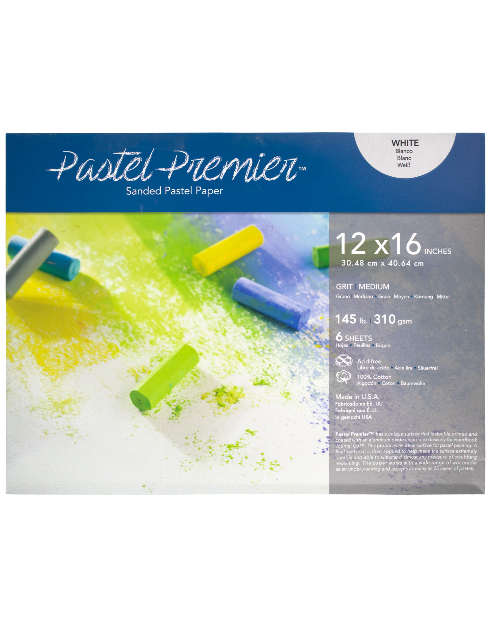 CLEARANCE Speedball Premier Pastel Pochette, Medium Grit, 12” x 16”, White