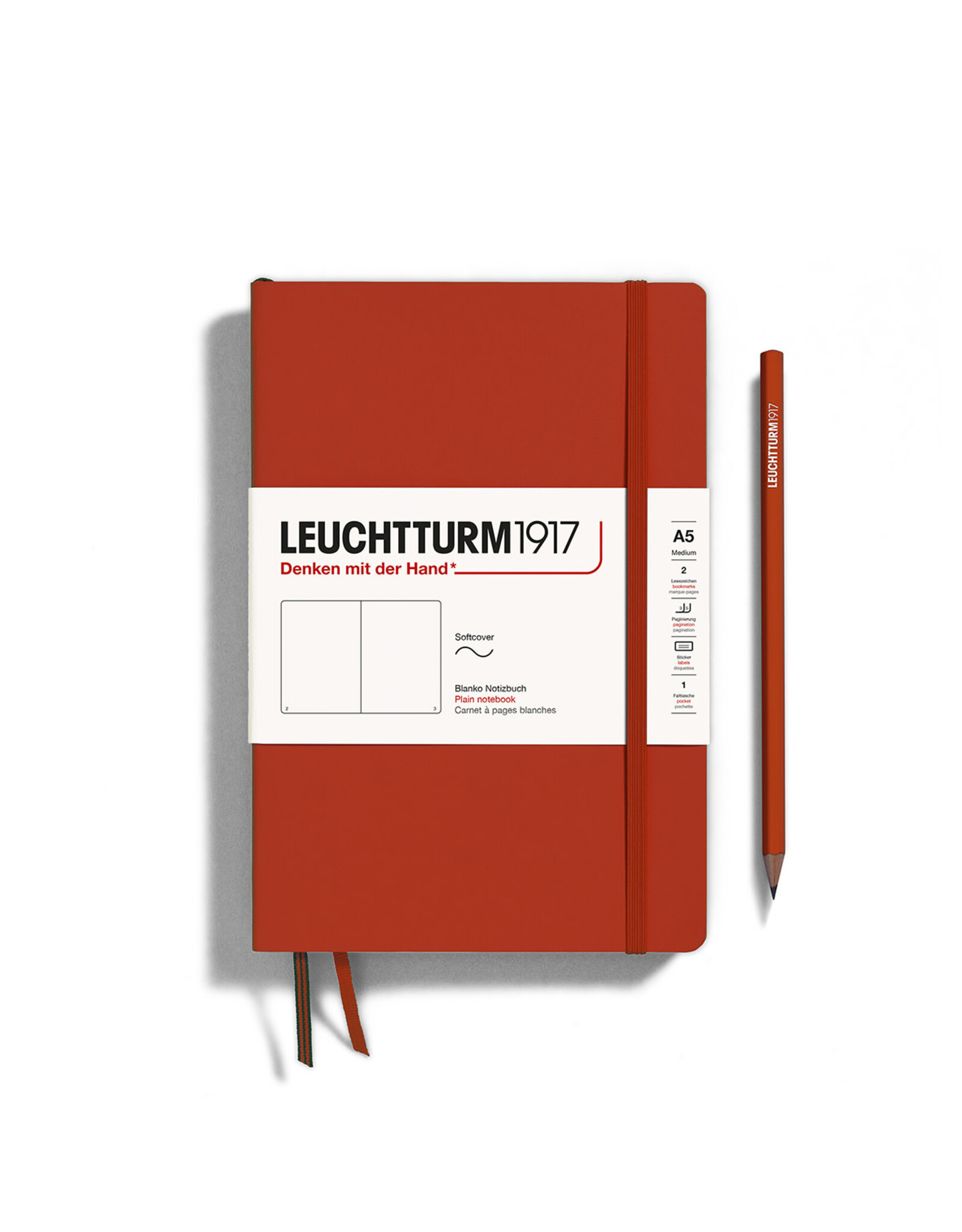 LEUCHTTURM1917 LEUCHTTURM1917 Notebook Classic Softcover, Fox Red, A5, Plain