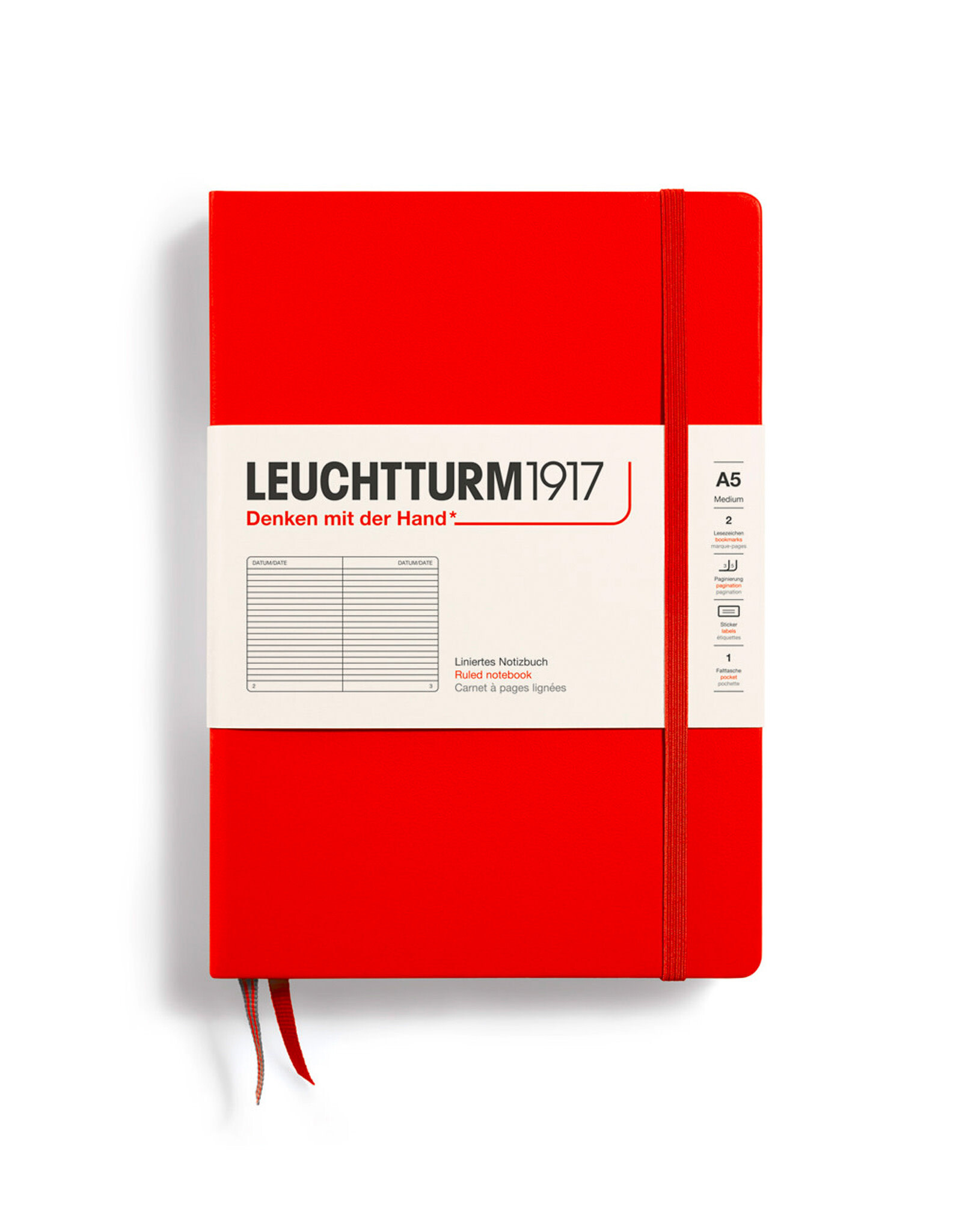 CLEARANCE  LEUCHTTURM1917 Notebook Classic, Red, A5, Ruled