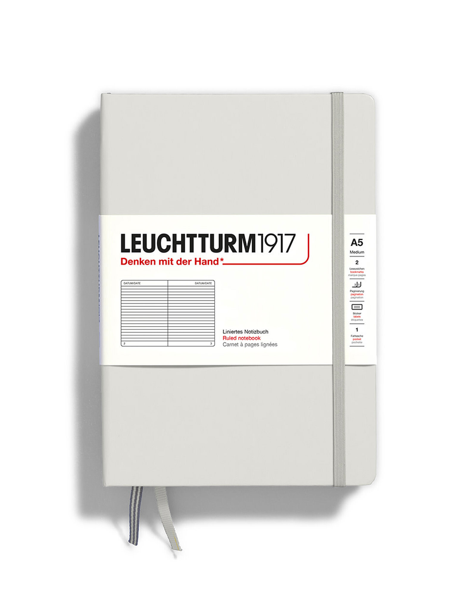 CLEARANCE  LEUCHTTURM1917 Notebook Classic, Light Grey, A5, Ruled