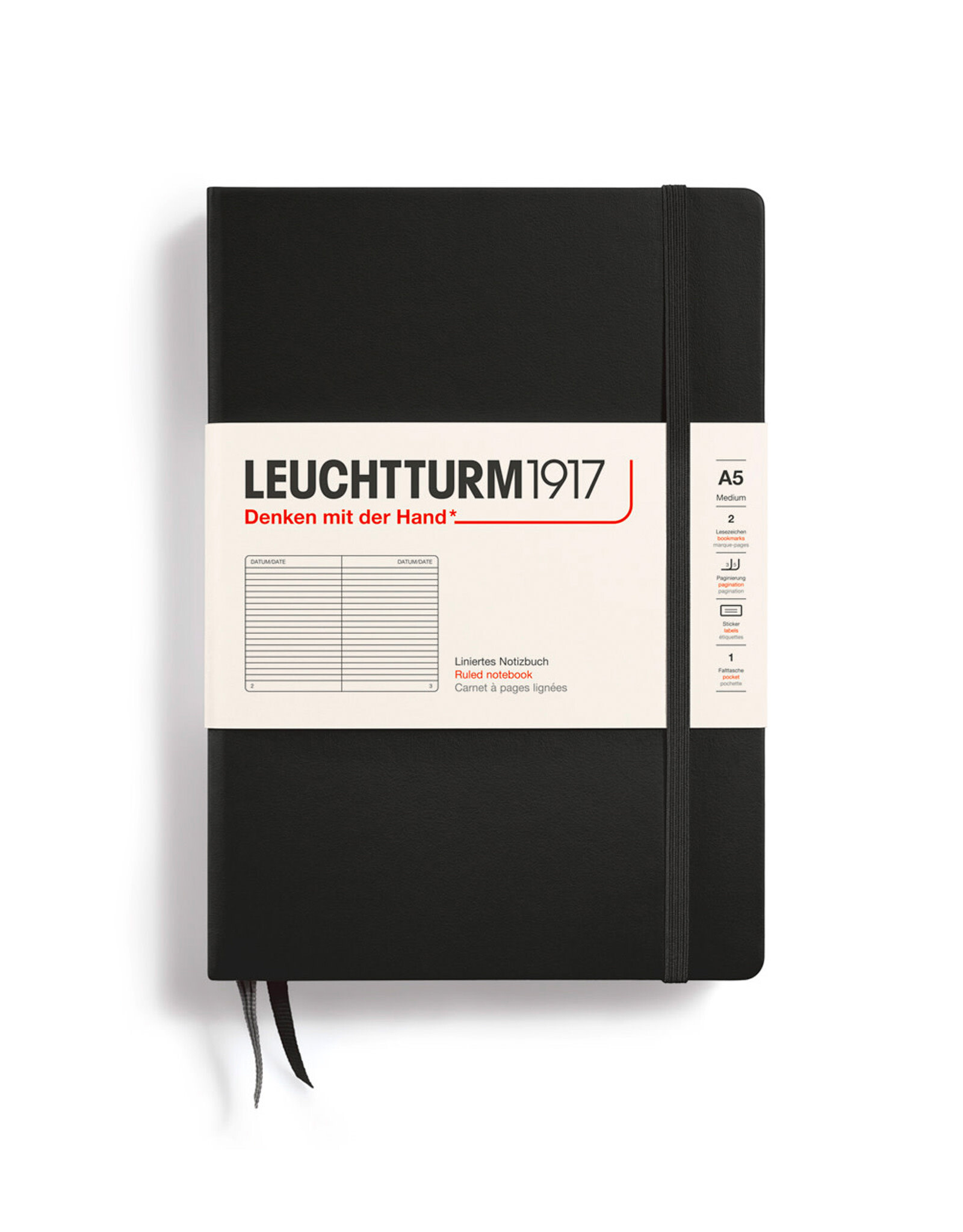 LEUCHTTURM1917 LEUCHTTURM1917 Notebook Classic, Black, A5, Ruled