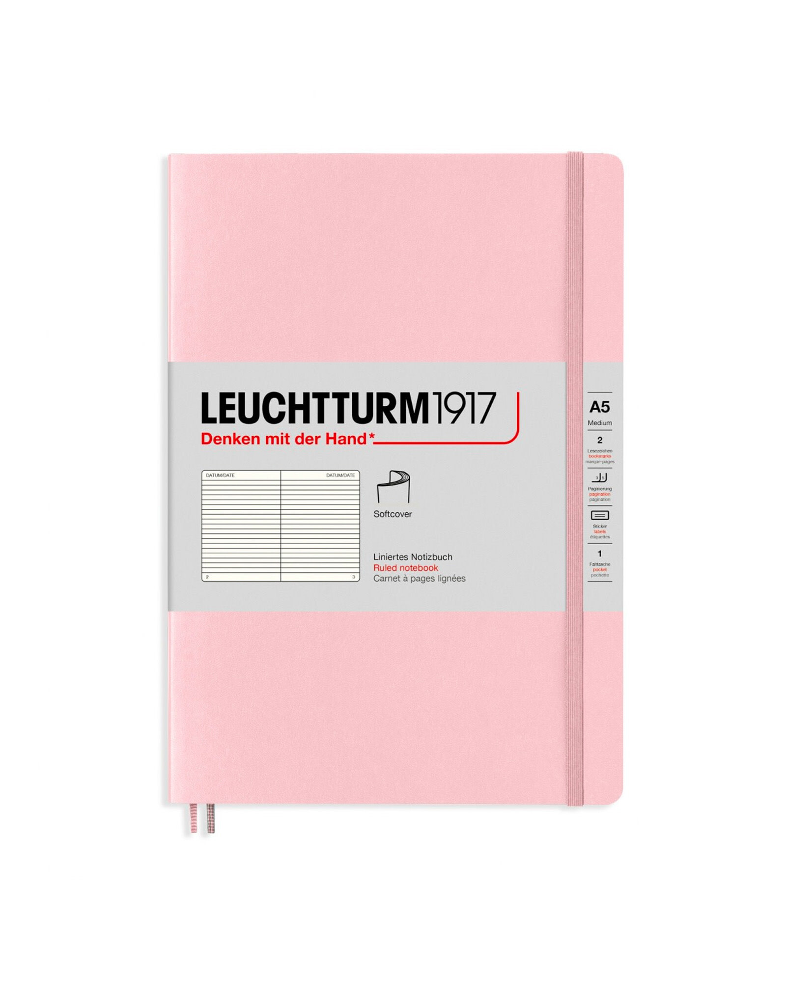 CLEARANCE  LEUCHTTURM1917 Notebook Classic Softcover, Powder, A5, Ruled
