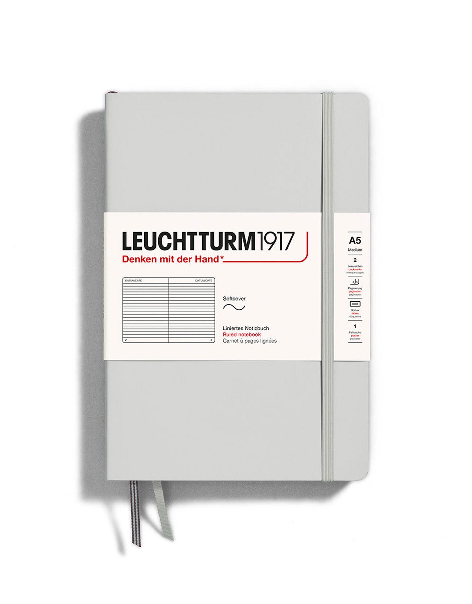 LEUCHTTURM1917 LEUCHTTURM1917 Notebook Classic Softcover, Light Grey, A5, Ruled