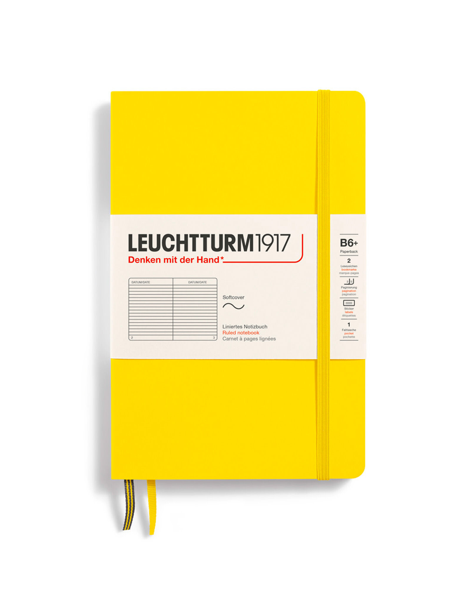 CLEARANCE  LEUCHTTURM1917 Notebook Classic Softcover, Lemon, B6, Ruled