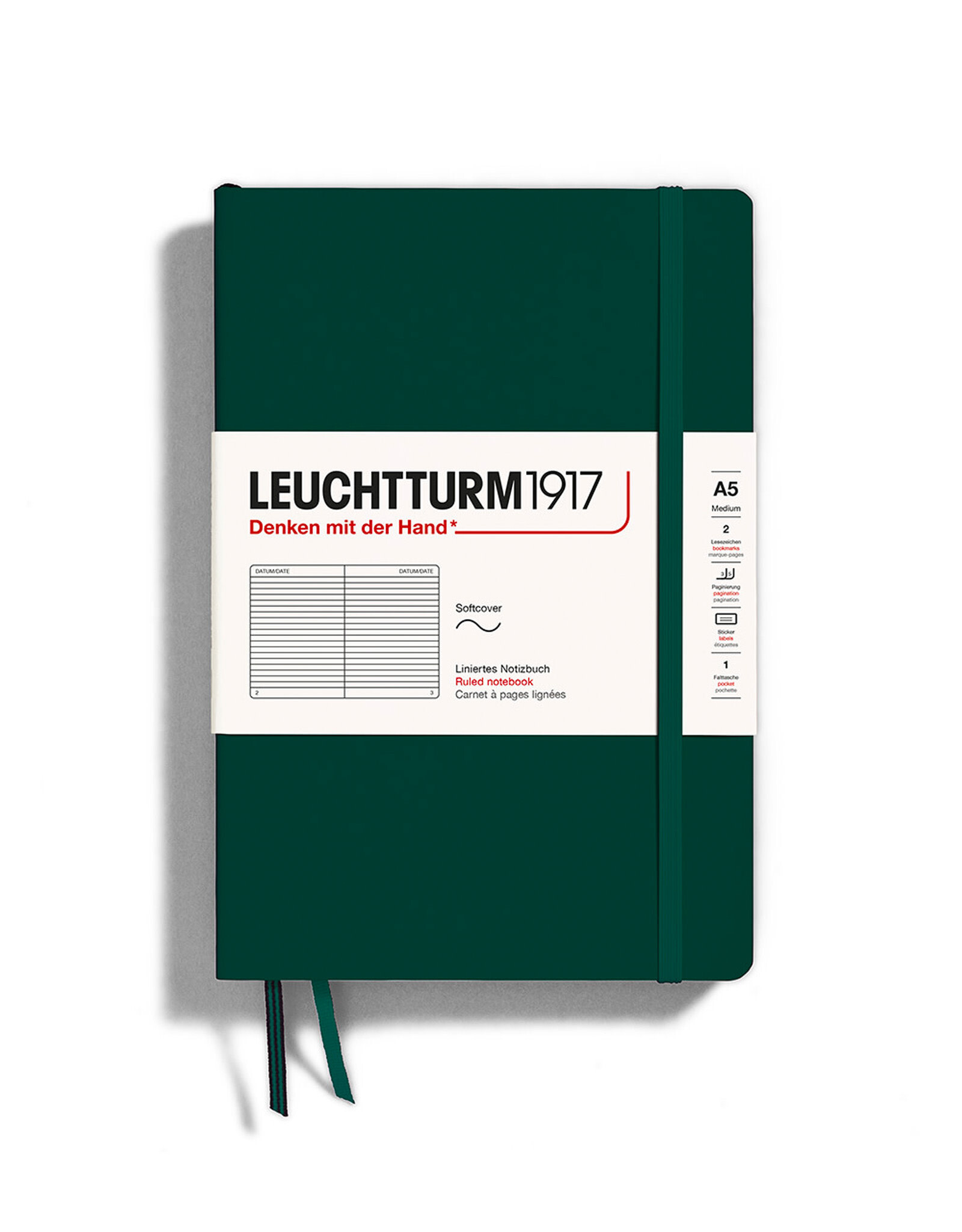 LEUCHTTURM1917 LEUCHTTURM1917 Notebook Classic Softcover, Forest Green, A5, Ruled