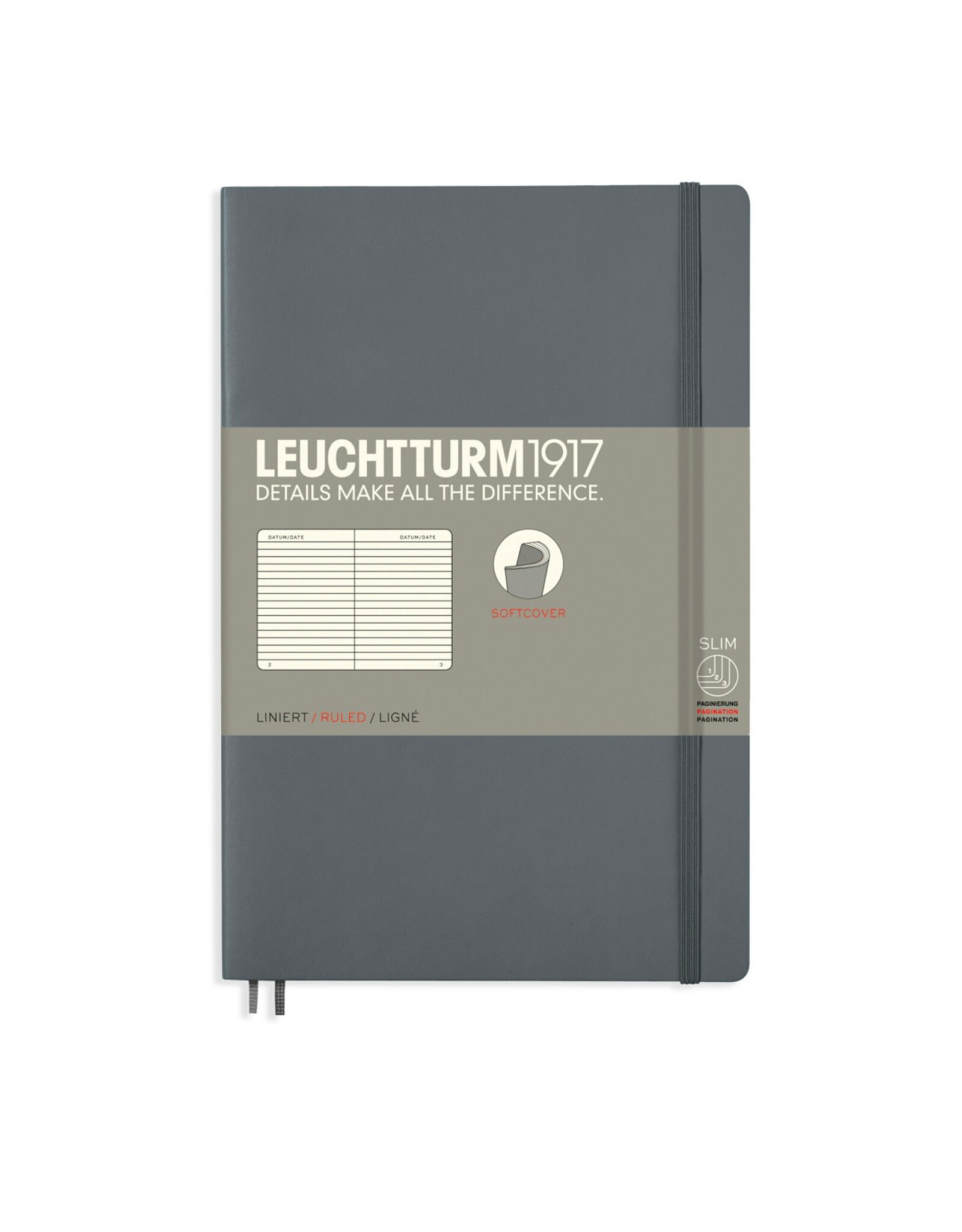 LEUCHTTURM1917 LEUCHTTURM1917 Notebook Classic Softcover, Anthracite, B6, Ruled