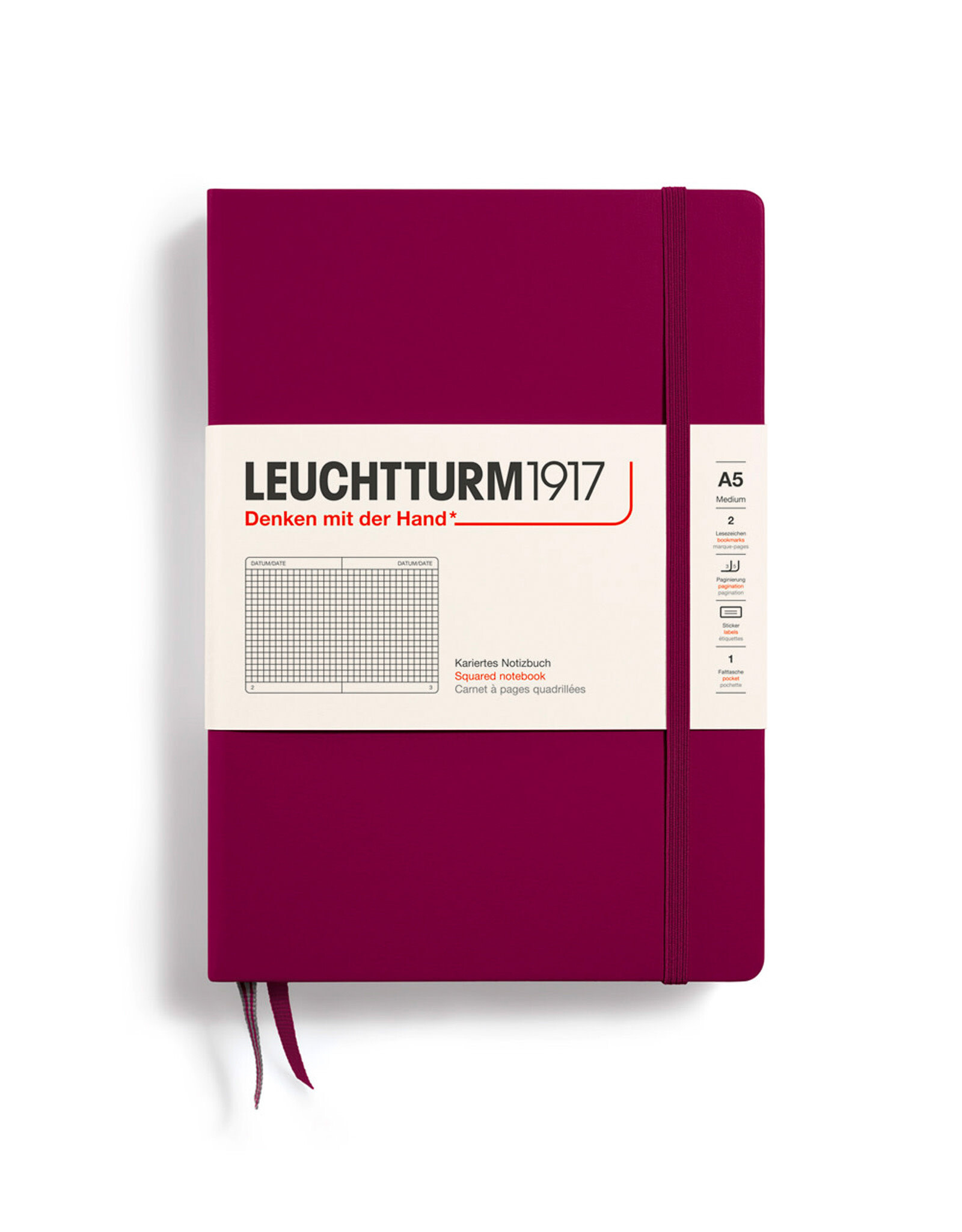 LEUCHTTURM1917 LEUCHTTURM1917 Notebook Classic, Port Red, A5, Squared